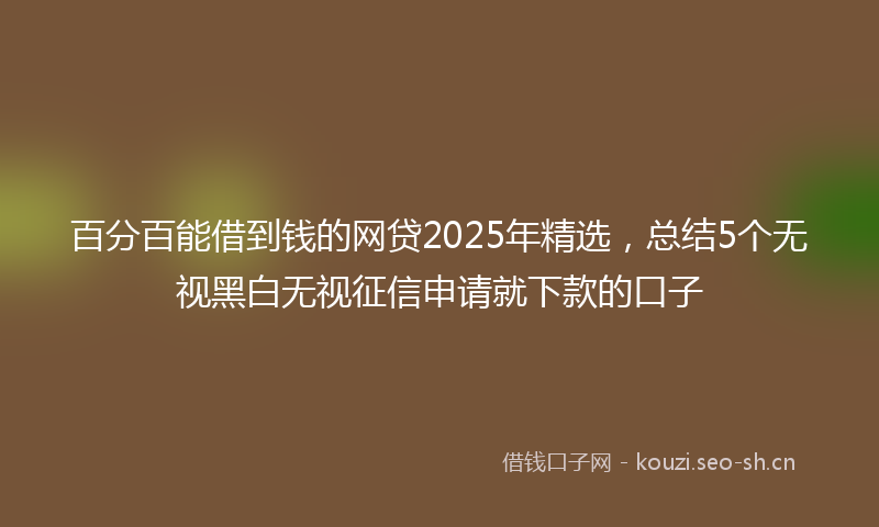 百分百能借到钱的网贷2025年精选，总结5个无视黑白无视征信申请就下款的口子