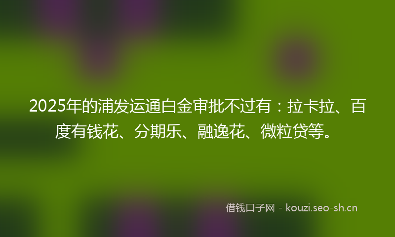 2025年的浦发运通白金审批不过有:拉卡拉、百度有钱花、分期乐、融逸花、微粒贷等。