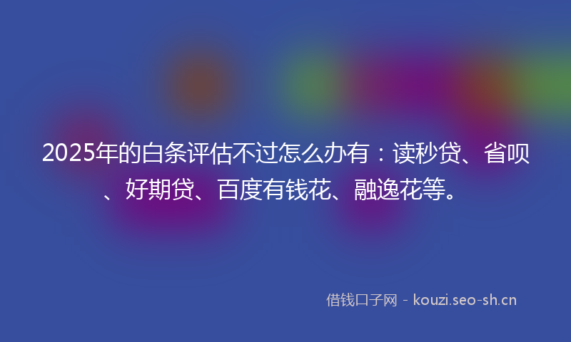 2025年的白条评估不过怎么办有：读秒贷、省呗、好期贷、百度有钱花、融逸花等。