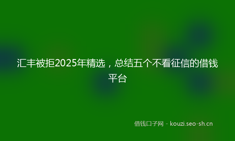 汇丰被拒2025年精选，总结五个不看征信的借钱平台