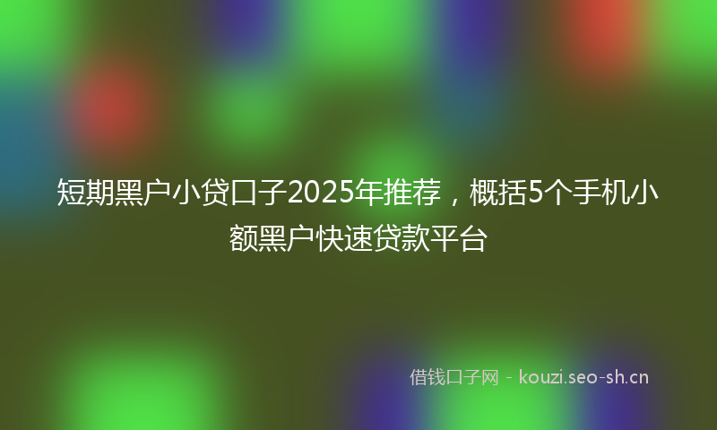 短期黑户小贷口子2025年推荐，概括5个手机小额黑户快速贷款平台