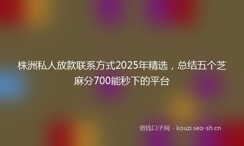株洲私人放款联系方式2025年精选，总结五个芝麻分700能秒下的平台
