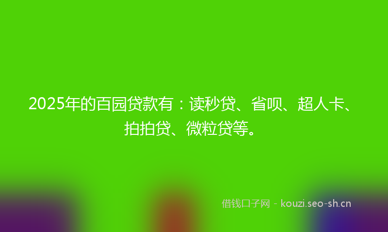 2025年的百园贷款有：读秒贷、省呗、超人卡、拍拍贷、微粒贷等。