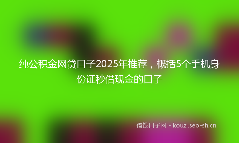 纯公积金网贷口子2025年推荐，概括5个手机身份证秒借现金的口子