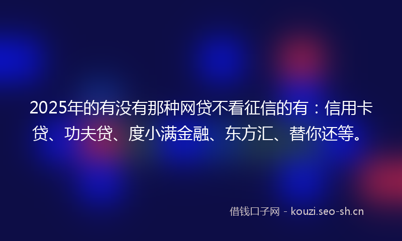 2025年的有没有那种网贷不看征信的有：信用卡贷、功夫贷、度小满金融、东方汇、替你还等。