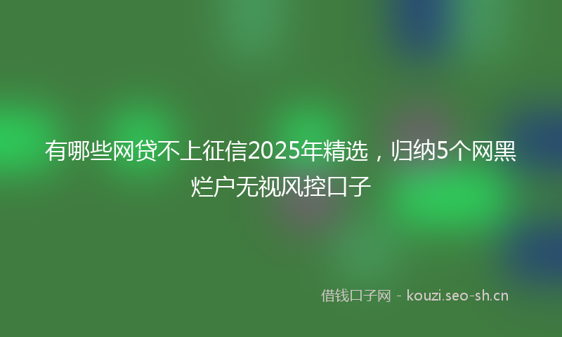 有哪些网贷不上征信2025年精选，归纳5个网黑烂户无视风控口子