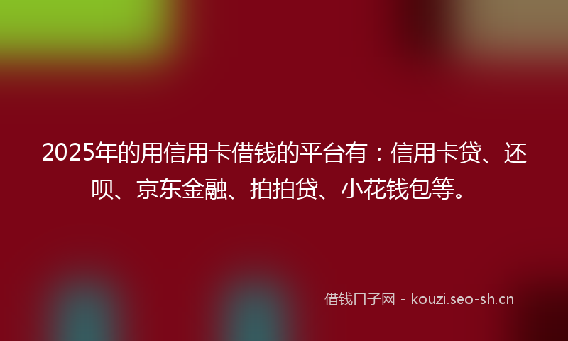 2025年的用信用卡借钱的平台有：信用卡贷、还呗、京东金融、拍拍贷、小花钱包等。