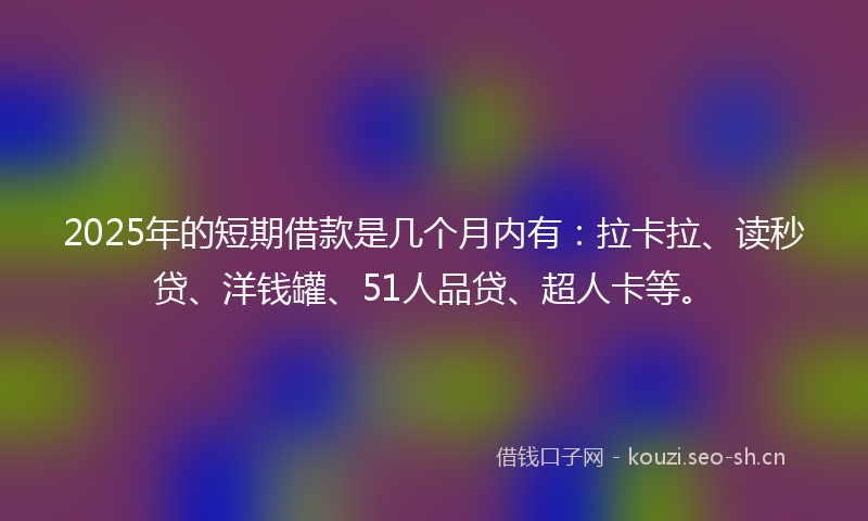 2025年的短期借款是几个月内有:拉卡拉、读秒贷、洋钱罐、51人品贷、超人卡等。