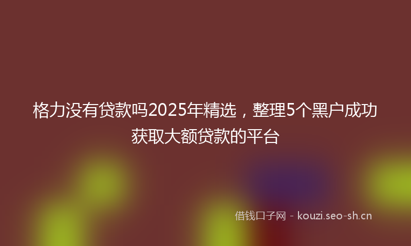 格力没有贷款吗2025年精选,整理5个黑户成功获取大额贷款的平台