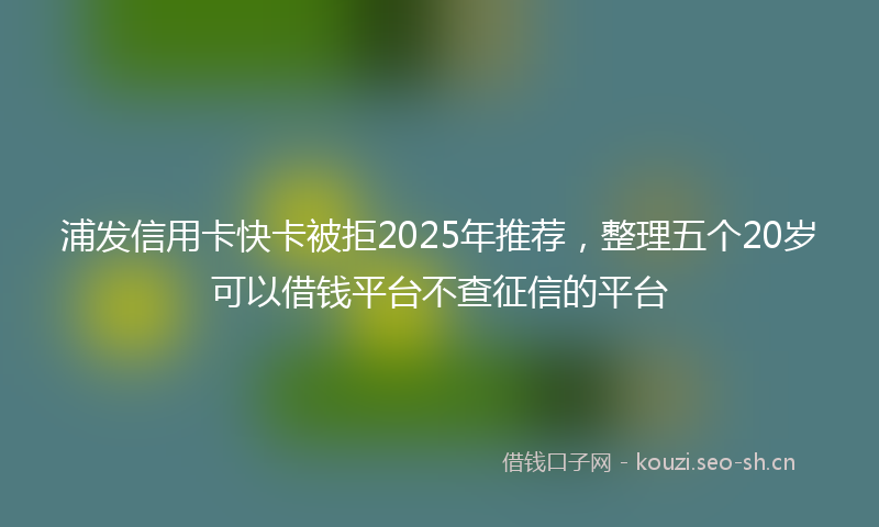 浦发信用卡快卡被拒2025年推荐，整理五个20岁可以借钱平台不查征信的平台