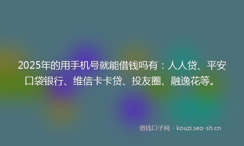2025年的用手机号就能借钱吗有:人人贷、平安口袋银行、维信卡卡贷、投友圈、融逸花等。