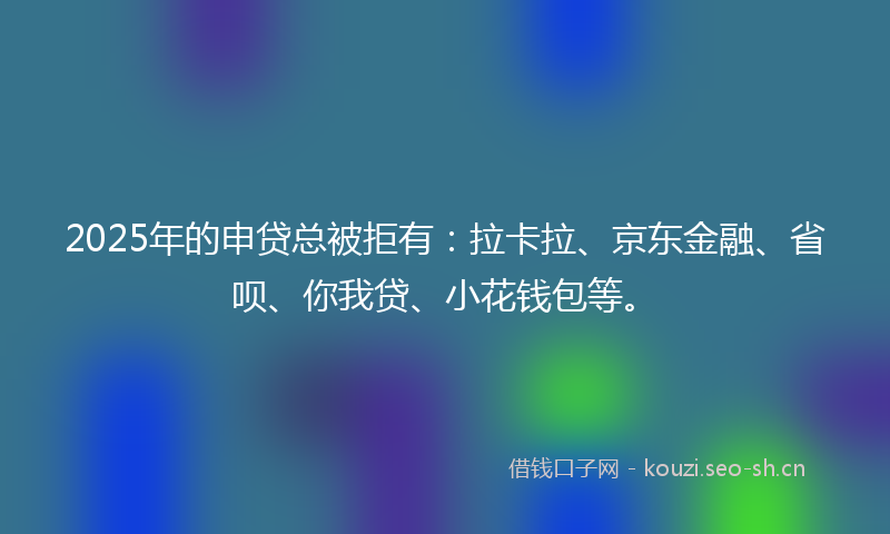 2025年的申贷总被拒有：拉卡拉、京东金融、省呗、你我贷、小花钱包等。