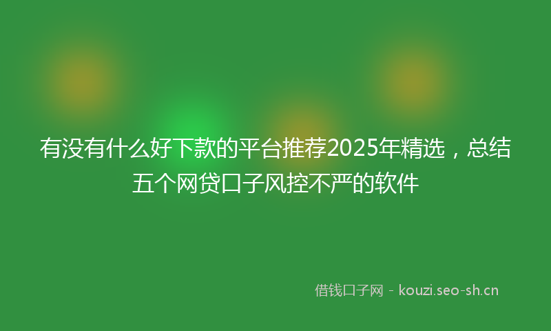 有没有什么好下款的平台推荐2025年精选，总结五个网贷口子风控不严的软件