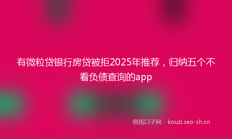 有微粒贷银行房贷被拒2025年推荐，归纳五个不看负债查询的app