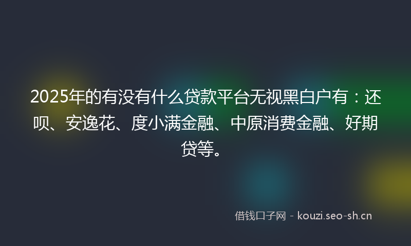 2025年的有没有什么贷款平台无视黑白户有：还呗、安逸花、度小满金融、中原消费金融、好期贷等。