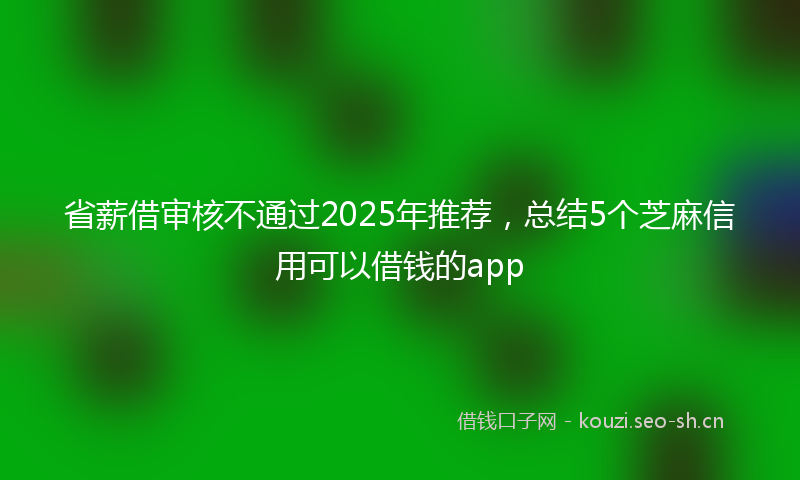 省薪借审核不通过2025年推荐，总结5个芝麻信用可以借钱的app