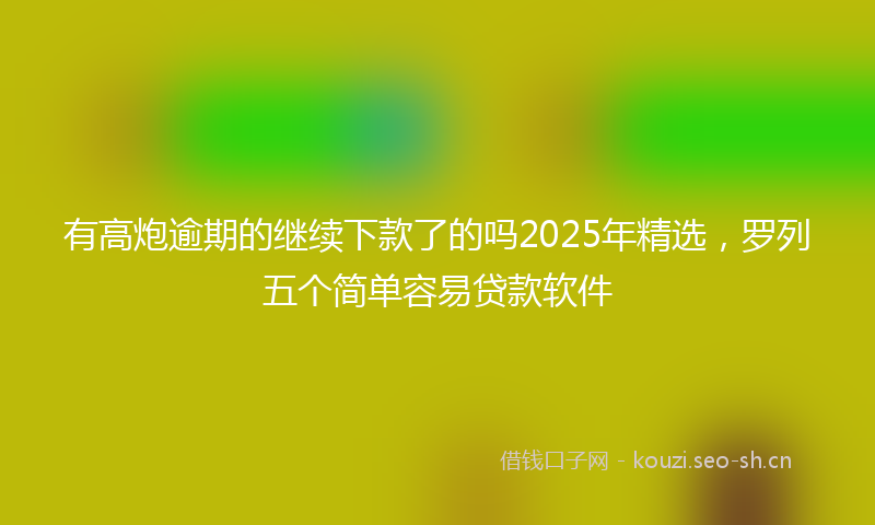 有高炮逾期的继续下款了的吗2025年精选，罗列五个简单容易贷款软件