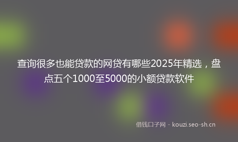 查询很多也能贷款的网贷有哪些2025年精选，盘点五个1000至5000的小额贷款软件