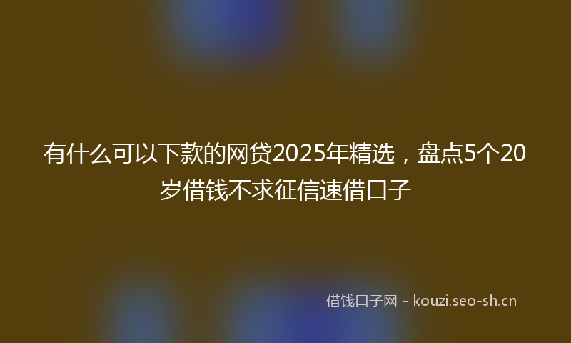 有什么可以下款的网贷2025年精选，盘点5个20岁借钱不求征信速借口子