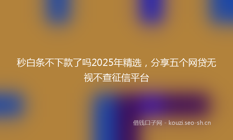 秒白条不下款了吗2025年精选，分享五个网贷无视不查征信平台