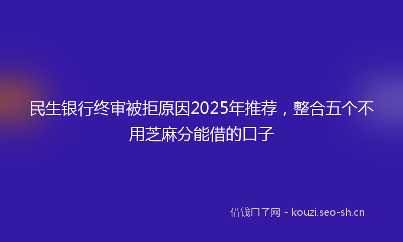 民生银行终审被拒原因2025年推荐，整合五个不用芝麻分能借的口子