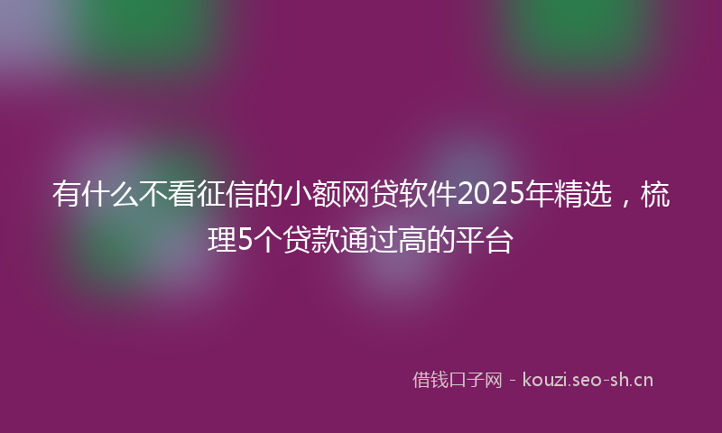 有什么不看征信的小额网贷软件2025年精选，梳理5个贷款通过高的平台