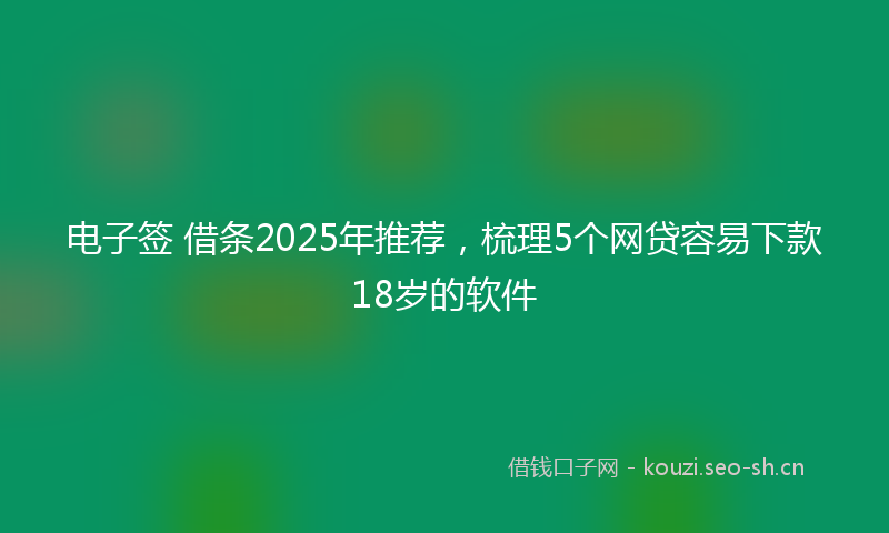电子签 借条2025年推荐，梳理5个网贷容易下款18岁的软件