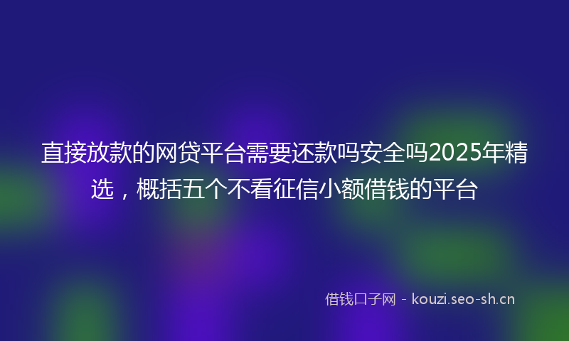 直接放款的网贷平台需要还款吗安全吗2025年精选，概括五个不看征信小额借钱的平台