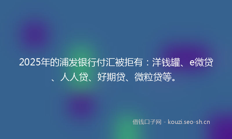 2025年的浦发银行付汇被拒有：洋钱罐、e微贷、人人贷、好期贷、微粒贷等。