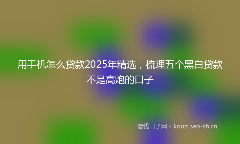 用手机怎么贷款2025年精选，梳理五个黑白贷款不是高炮的口子