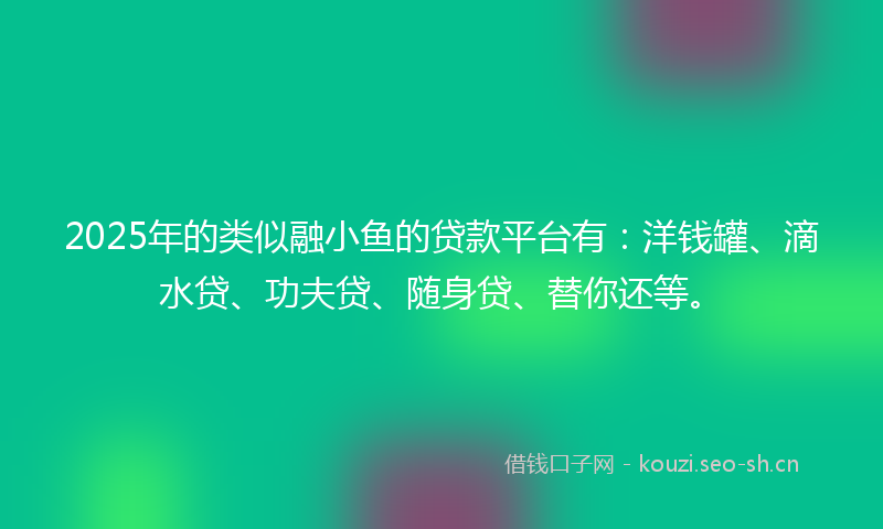 2025年的类似融小鱼的贷款平台有：洋钱罐、滴水贷、功夫贷、随身贷、替你还等。