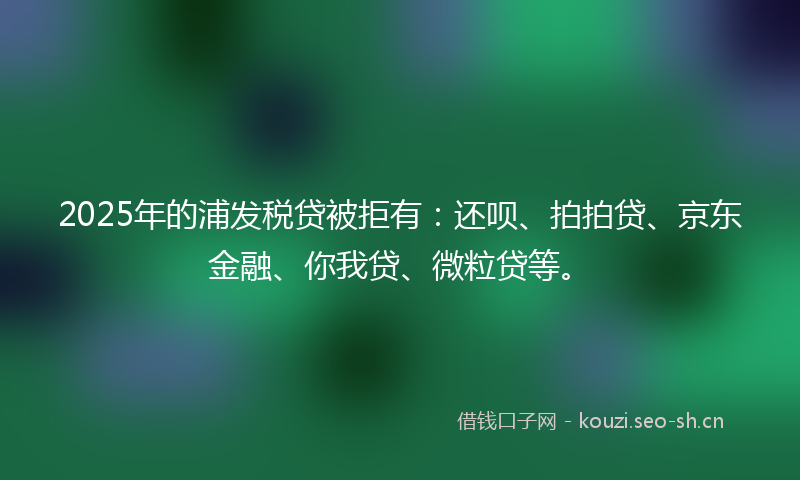 2025年的浦发税贷被拒有:还呗、拍拍贷、京东金融、你我贷、微粒贷等。