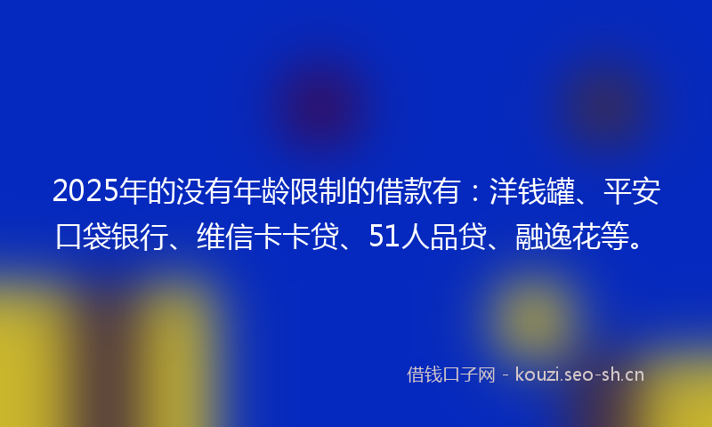 2025年的没有年龄限制的借款有：洋钱罐、平安口袋银行、维信卡卡贷、51人品贷、融逸花等。
