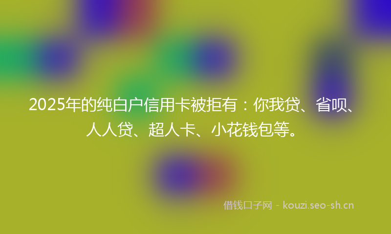 2025年的纯白户信用卡被拒有：你我贷、省呗、人人贷、超人卡、小花钱包等。