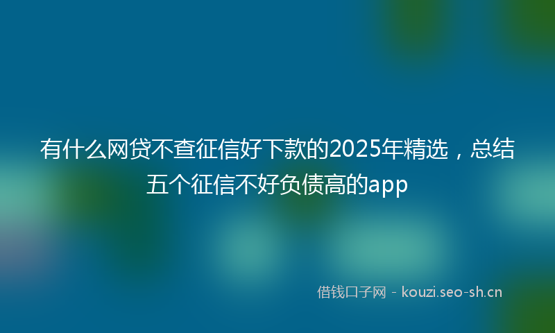 有什么网贷不查征信好下款的2025年精选，总结五个征信不好负债高的app