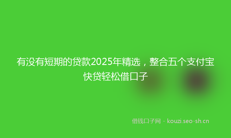 有没有短期的贷款2025年精选,整合五个支付宝快贷轻松借口子