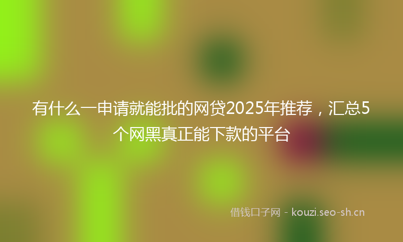有什么一申请就能批的网贷2025年推荐，汇总5个网黑真正能下款的平台