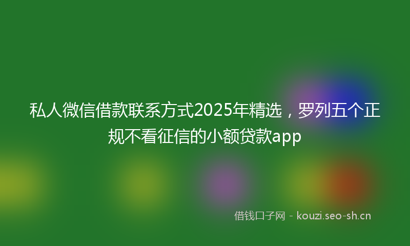 私人微信借款联系方式2025年精选，罗列五个正规不看征信的小额贷款app