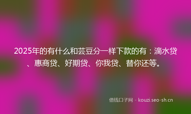 2025年的有什么和芸豆分一样下款的有:滴水贷、惠商贷、好期贷、你我贷、替你还等。
