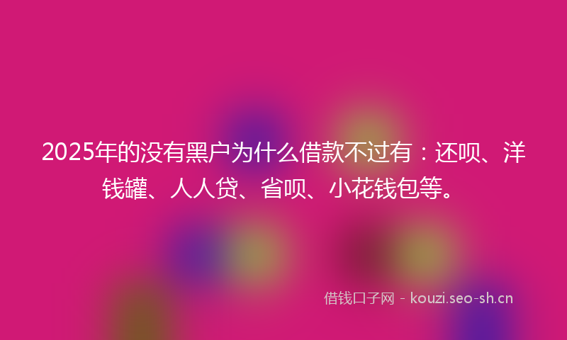 2025年的没有黑户为什么借款不过有：还呗、洋钱罐、人人贷、省呗、小花钱包等。