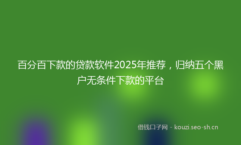 百分百下款的贷款软件2025年推荐，归纳五个黑户无条件下款的平台