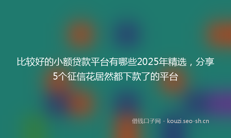 比较好的小额贷款平台有哪些2025年精选，分享5个征信花居然都下款了的平台