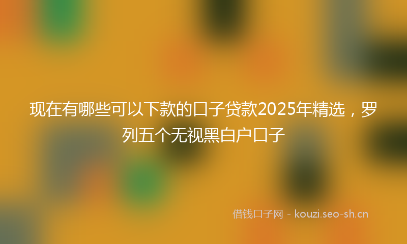 现在有哪些可以下款的口子贷款2025年精选，罗列五个无视黑白户口子