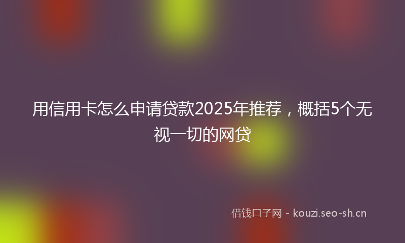 用信用卡怎么申请贷款2025年推荐,概括5个无视一切的网贷