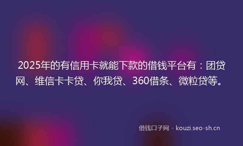 2025年的有信用卡就能下款的借钱平台有：团贷网、维信卡卡贷、你我贷、360借条、微粒贷等。