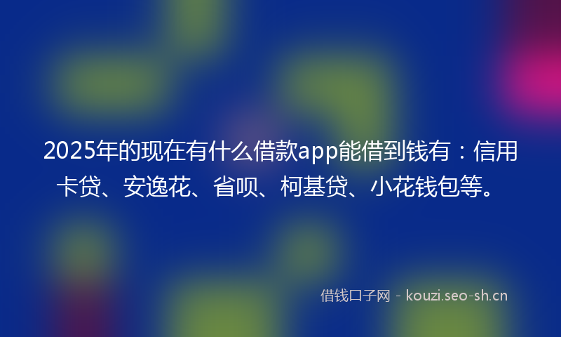 2025年的现在有什么借款app能借到钱有：信用卡贷、安逸花、省呗、柯基贷、小花钱包等。