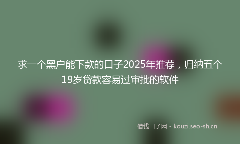 求一个黑户能下款的口子2025年推荐，归纳五个19岁贷款容易过审批的软件