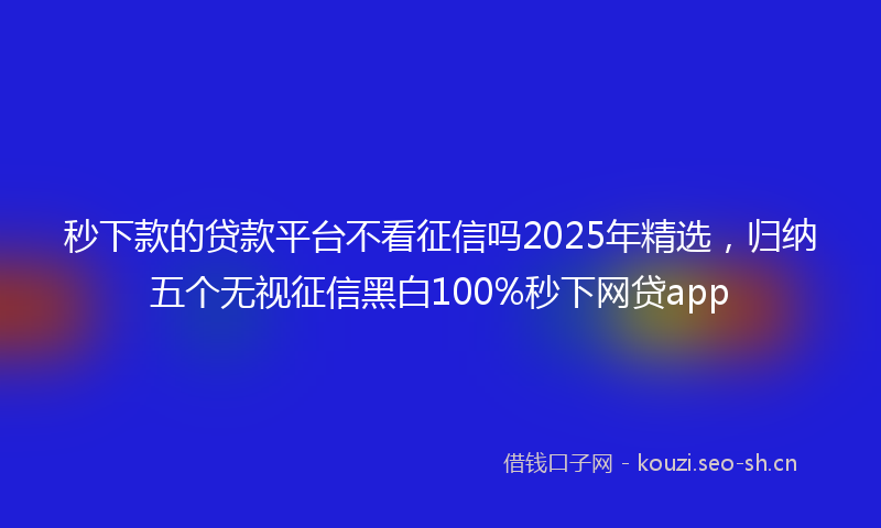 秒下款的贷款平台不看征信吗2025年精选，归纳五个无视征信黑白100%秒下网贷app