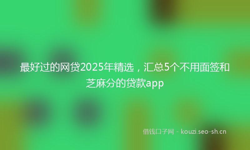 最好过的网贷2025年精选，汇总5个不用面签和芝麻分的贷款app