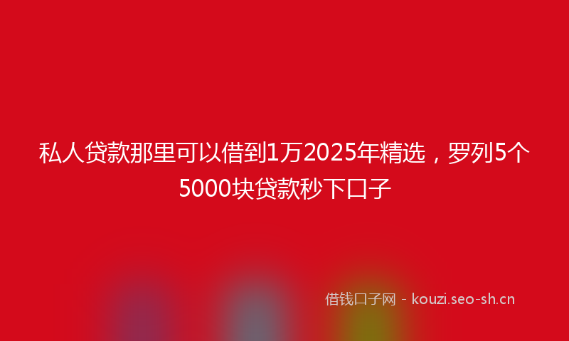 私人贷款那里可以借到1万2025年精选，罗列5个5000块贷款秒下口子